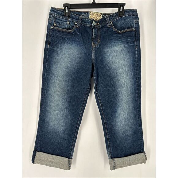 American Rag Denim - American Rag Co Vtg Y2K Crop Capri Cuffed Jeans Denim Sz 13 (34x23) Stretch Dark